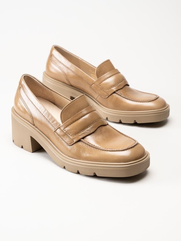 Gabor - Beige loafers med klossklack