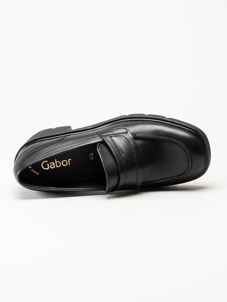 Gabor - Svarta loafers med klossklack