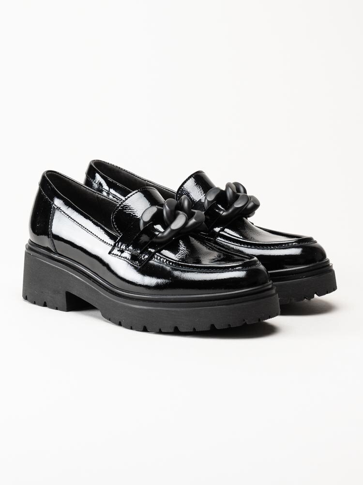 Gabor - Svarta chunky loafers i lackskinn