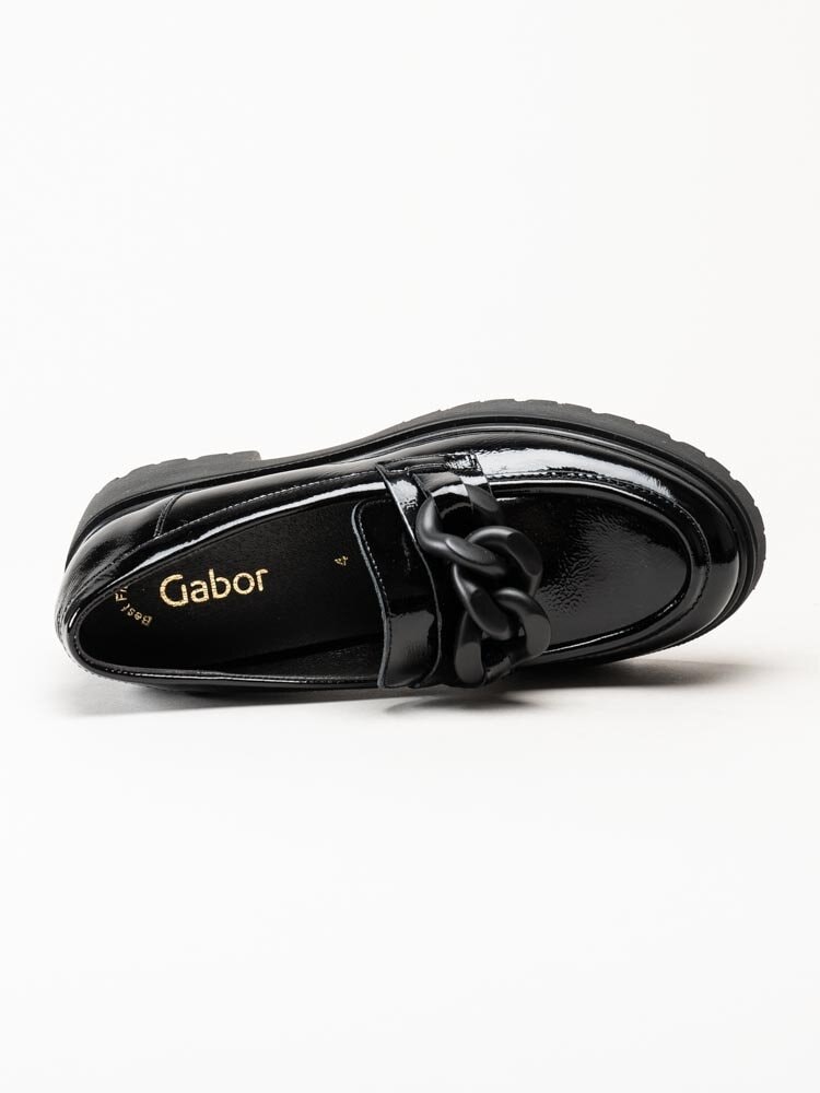 Gabor - Svarta chunky loafers i lackskinn