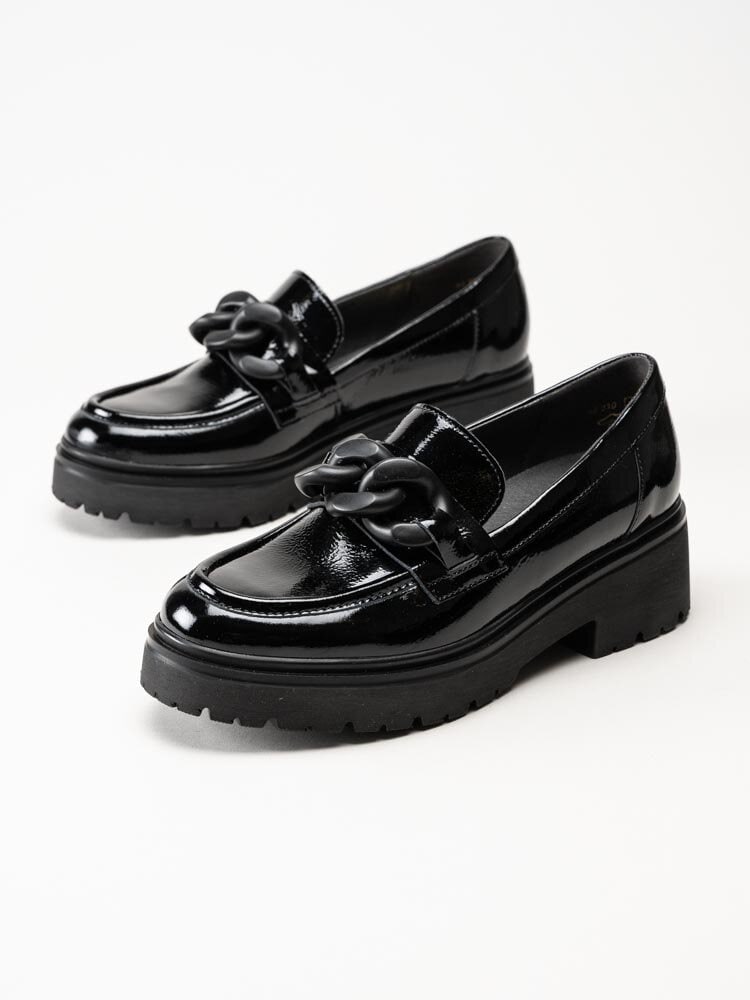 Gabor - Svarta chunky loafers i lackskinn