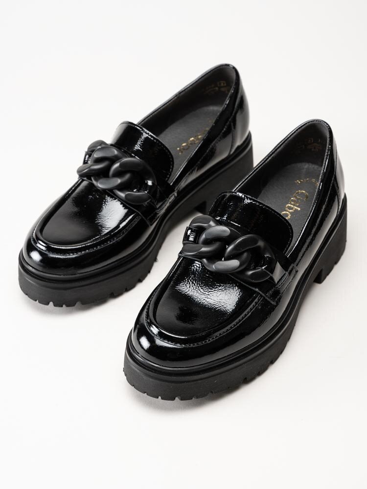 Gabor - Svarta chunky loafers i lackskinn