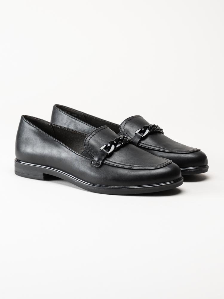 Jana - Softline - Svarta loafers i skinnimitation