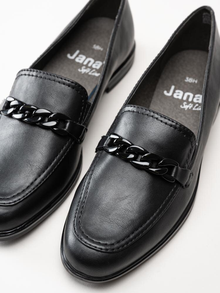 Jana - Softline - Svarta loafers i skinnimitation