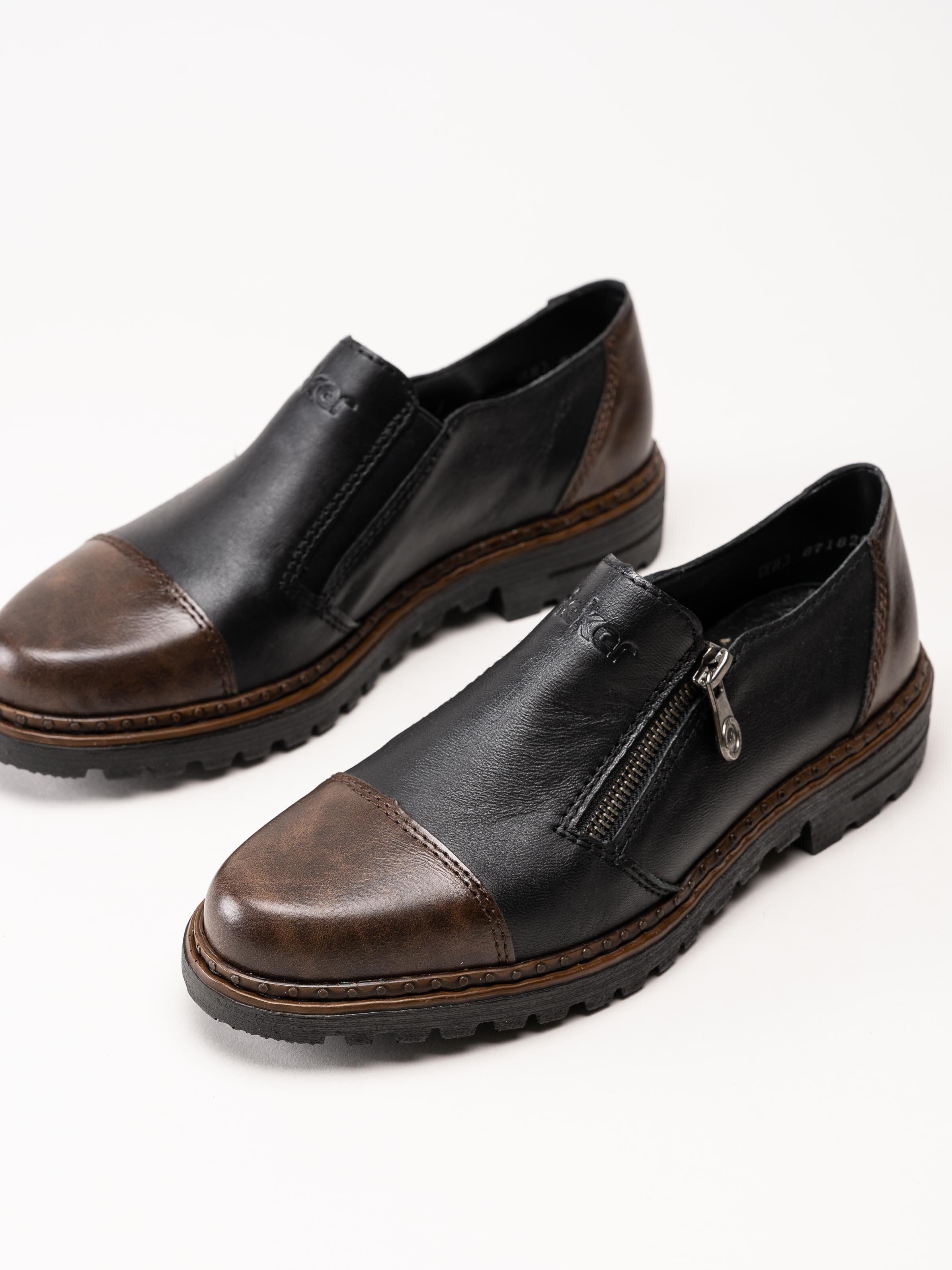 Rieker - Svarta loafers i skinn