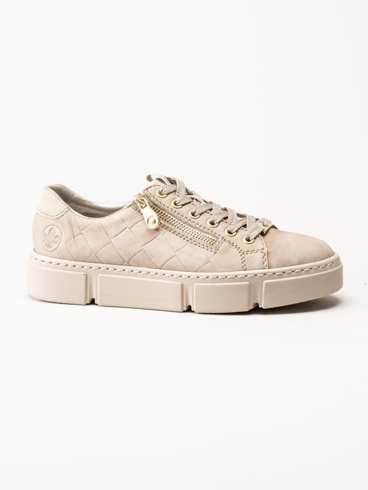 Rieker - Beige sneakers i nubuck med guldiga detaljer