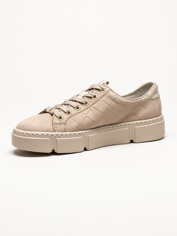 Rieker - Beige sneakers i nubuck med guldiga detaljer