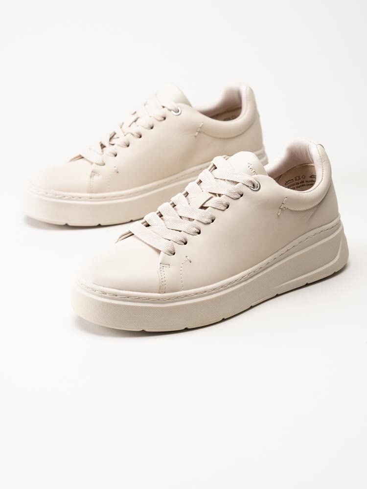 Tamaris - Beige sneakers i skinn