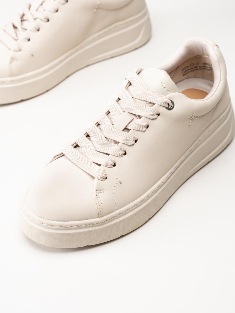 Tamaris - Beige sneakers i skinn