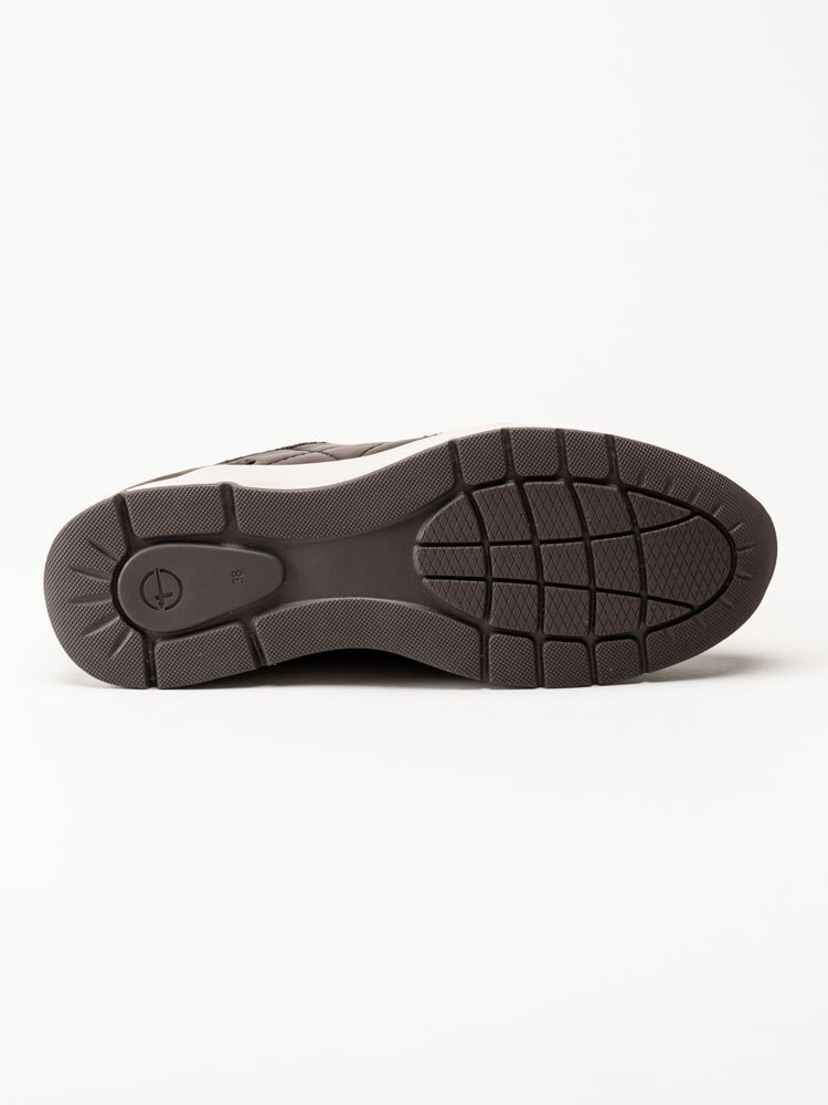 Tamaris - Bruna kilklackade sneakers i skinn