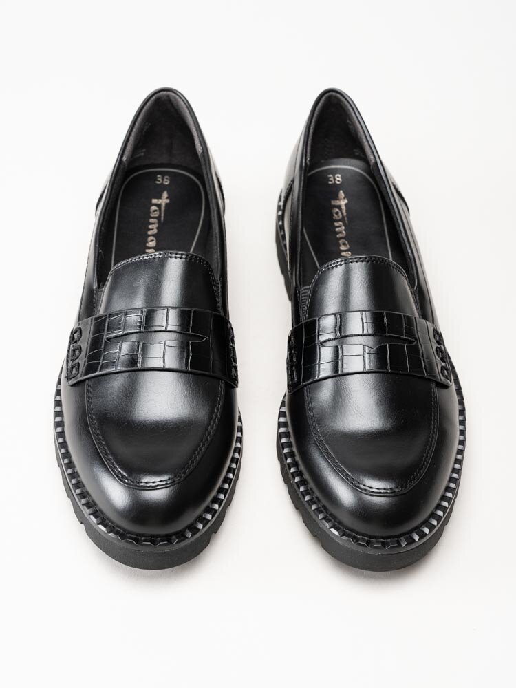 Tamaris - Svarta loafers i skinnimitation