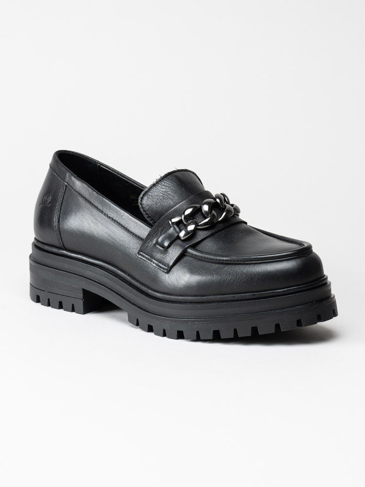 Rosa Negra - Svarta chunky loafers i skinn