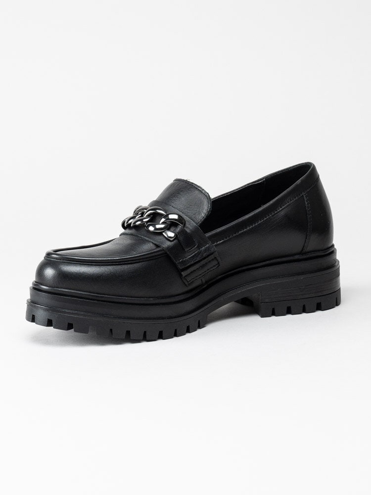 Rosa Negra - Svarta chunky loafers i skinn