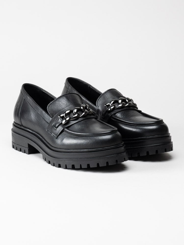 Rosa Negra - Svarta chunky loafers i skinn