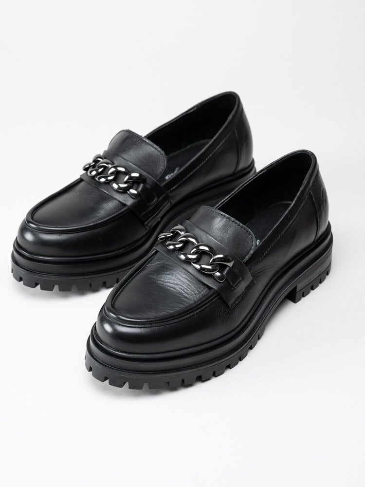 Rosa Negra - Svarta chunky loafers i skinn