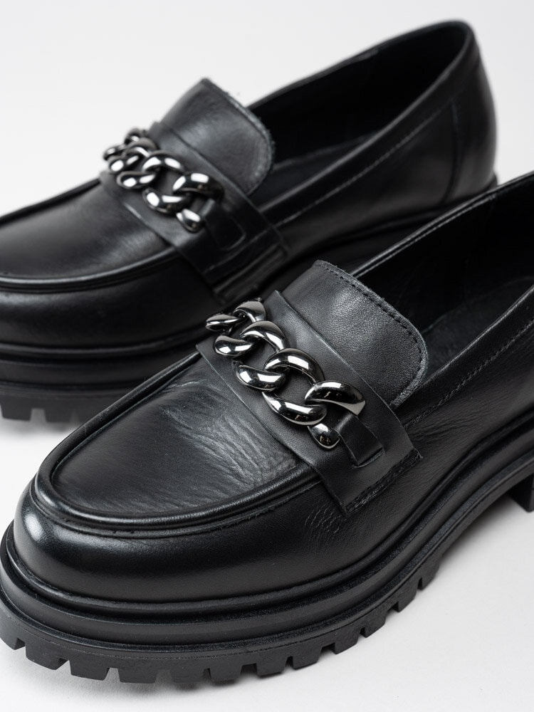 Rosa Negra - Svarta chunky loafers i skinn