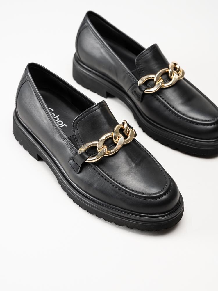 Gabor - Svarta loafers i skinn