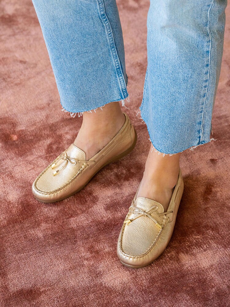 Ara - Alabama Sport - Guldmetallic loafers i skinn