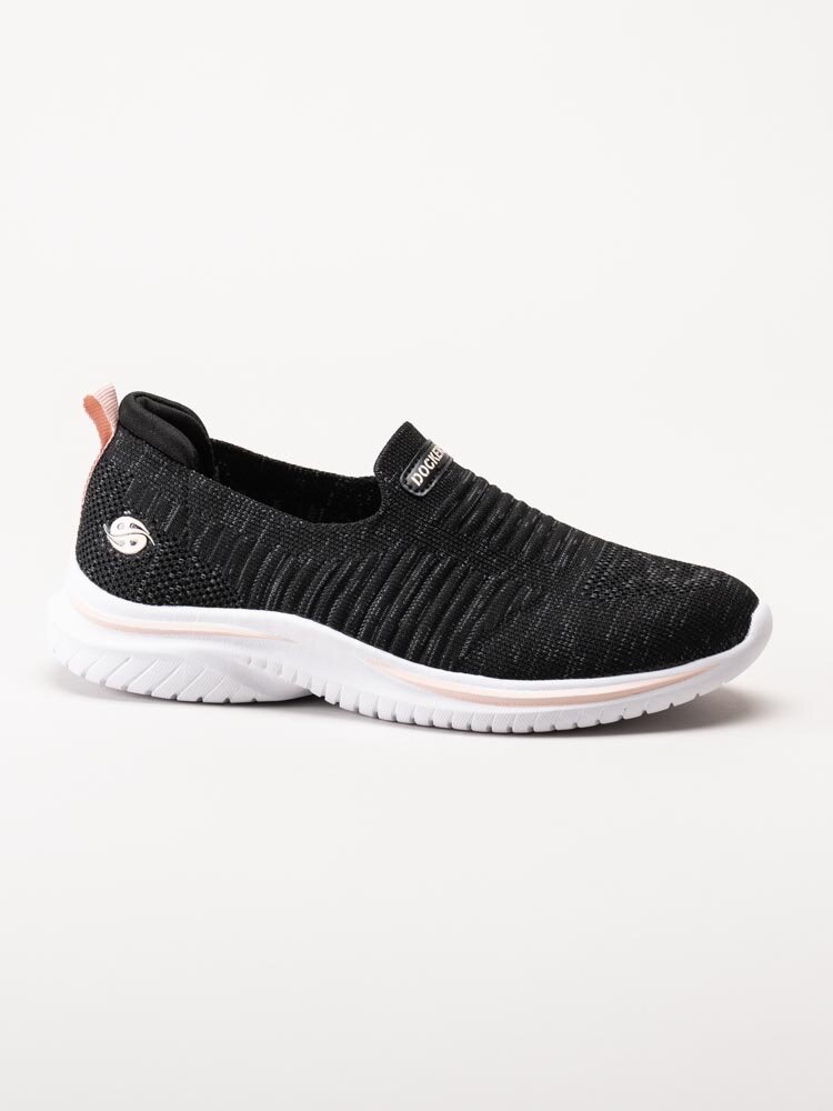 Dockers - Svarta slip-on sneakers i textil