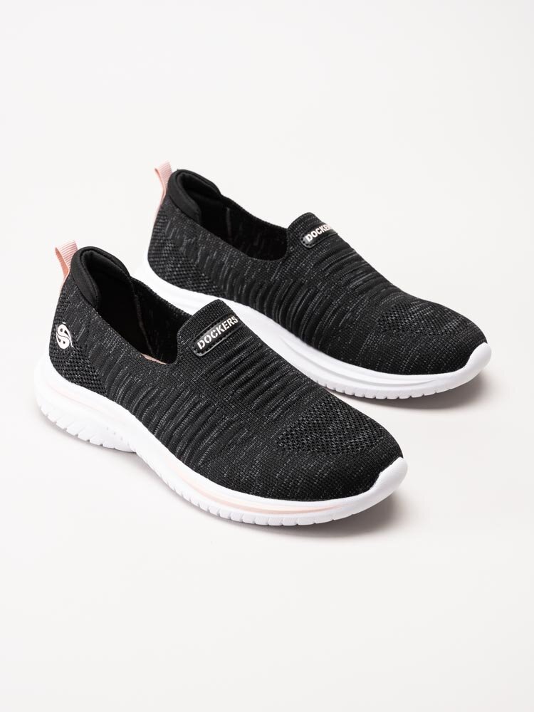 Dockers - Svarta slip-on sneakers i textil