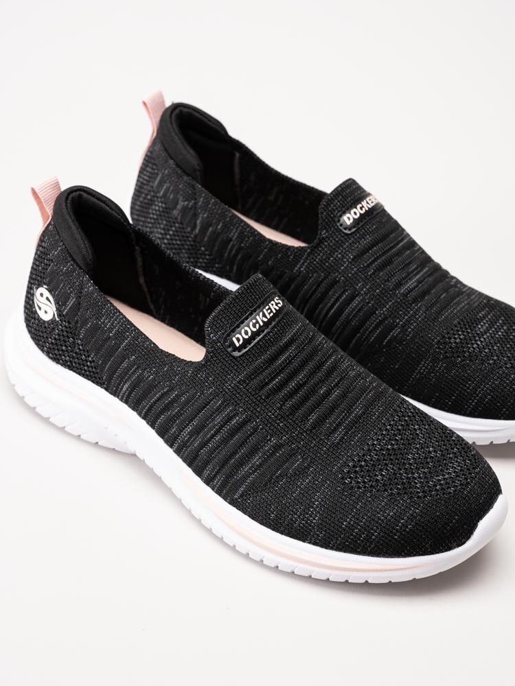 Dockers - Svarta slip-on sneakers i textil