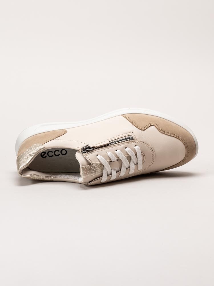 Ecco - Flexure Runner W - Beige sneakers i skinn