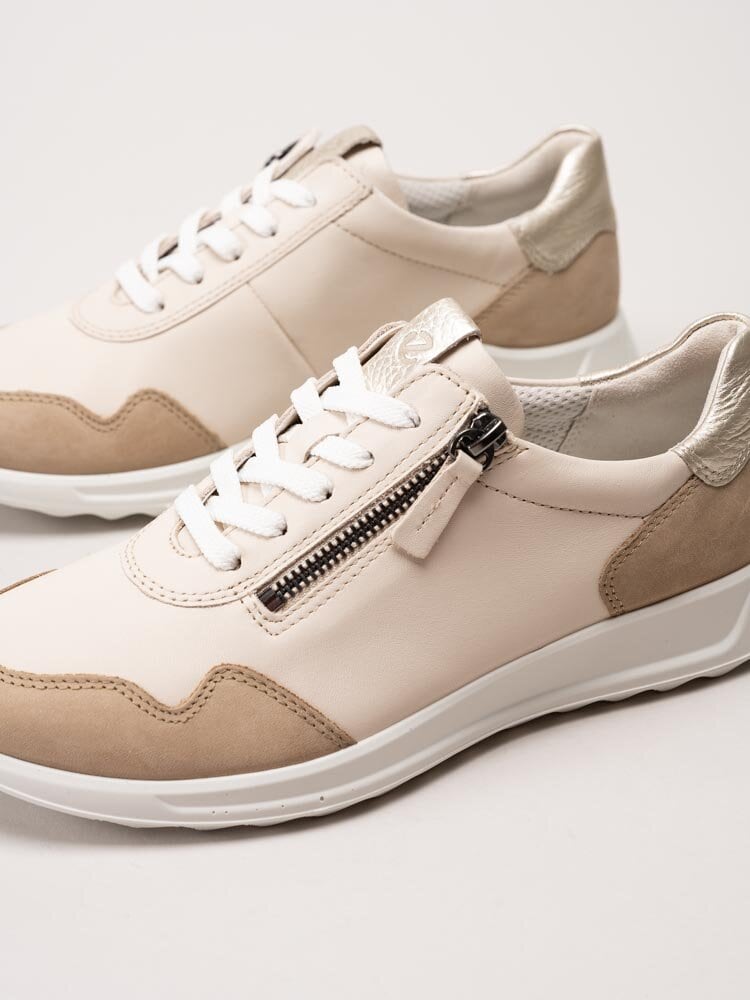 Ecco - Flexure Runner W - Beige sneakers i skinn