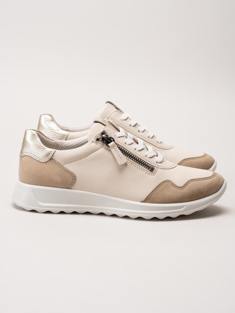 Ecco - Flexure Runner W - Beige sneakers i skinn