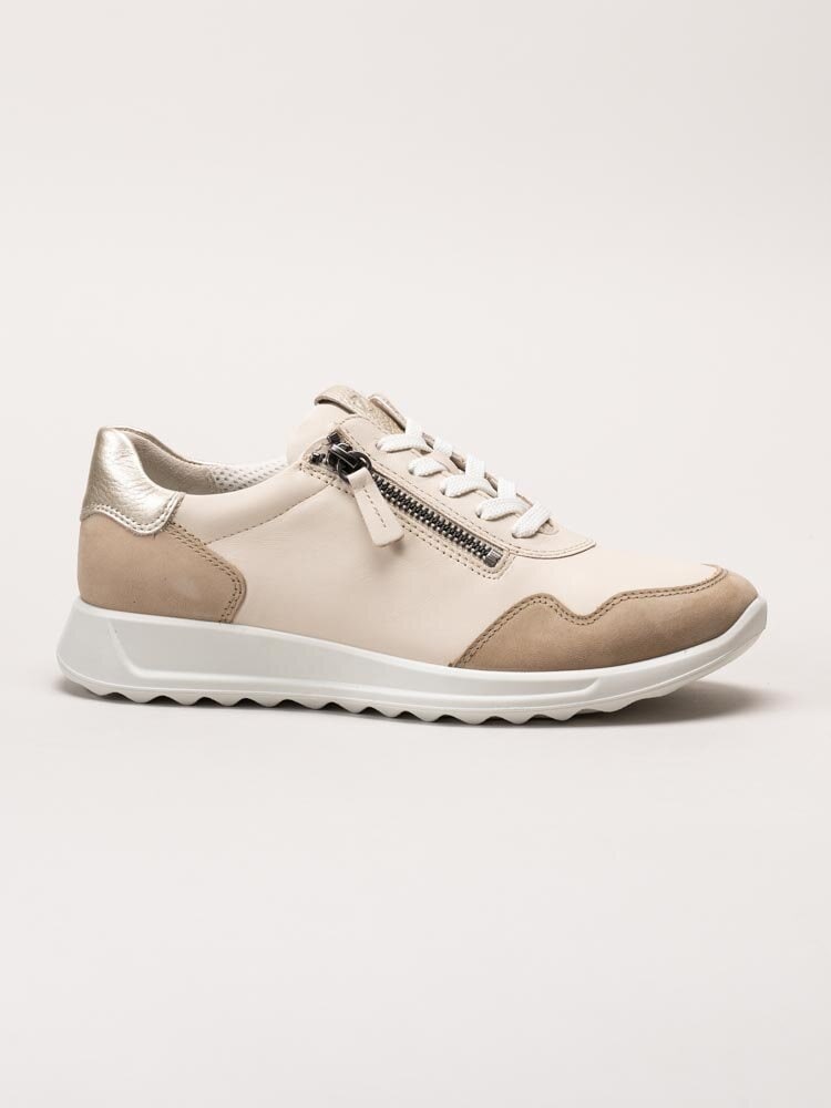 Ecco - Flexure Runner W - Beige sneakers i skinn