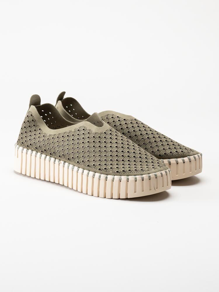 Ilse Jacobsen - TULIP3373 - Gröna slip on skor med perforering
