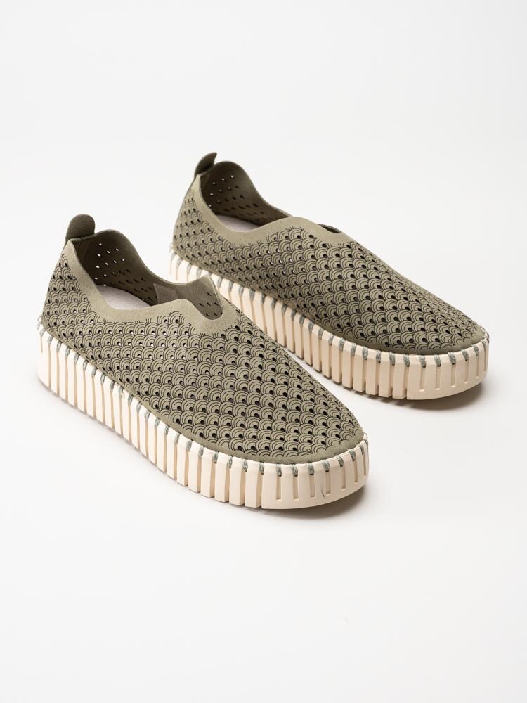 Ilse Jacobsen - TULIP3373 - Gröna slip on skor med perforering