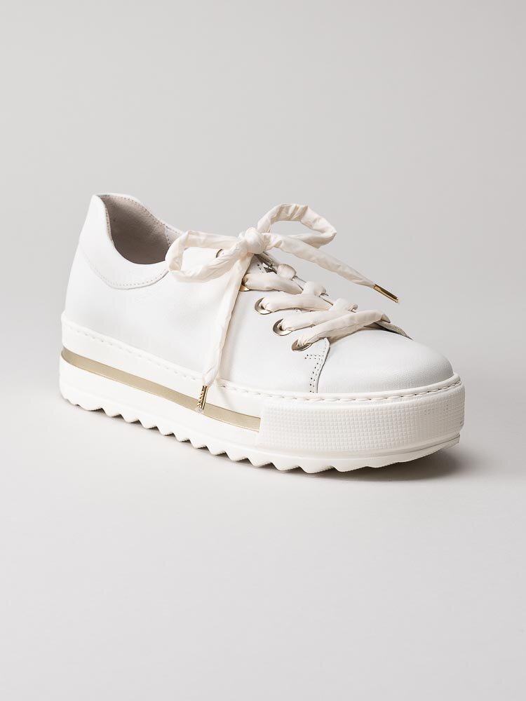 Gabor - Off white platåsneakers i skinn