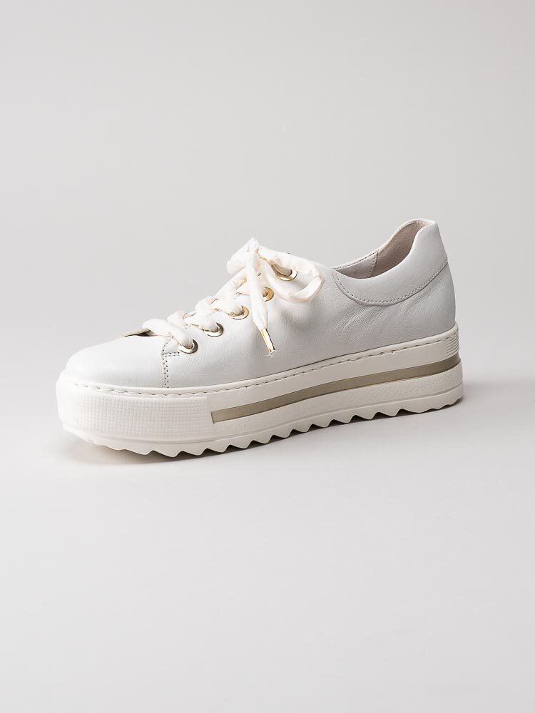 Gabor - Off white platåsneakers i skinn