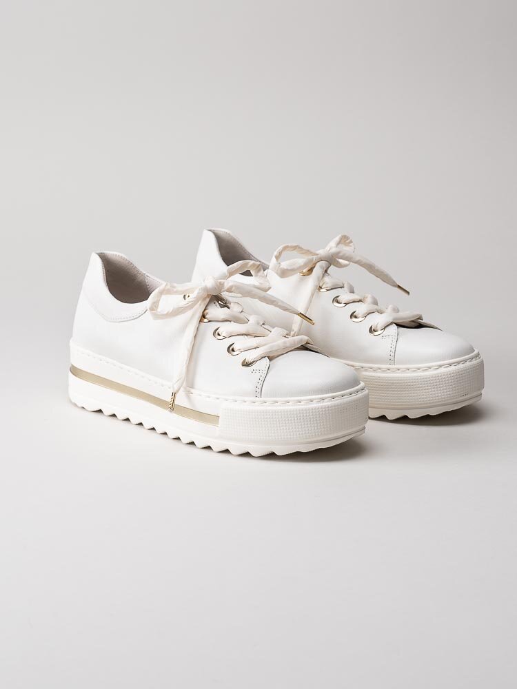 Gabor - Off white platåsneakers i skinn