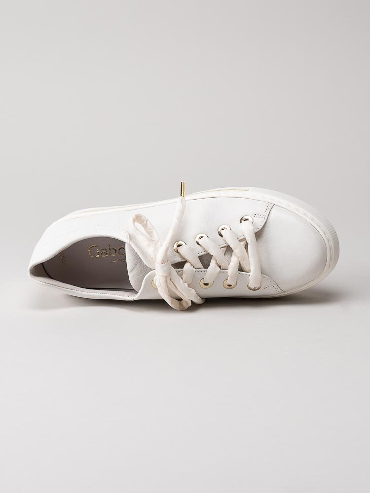 Gabor - Off white platåsneakers i skinn