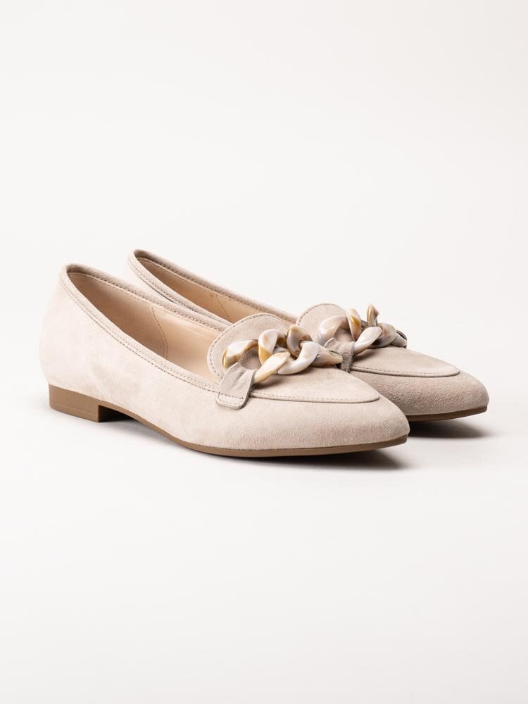 Gabor - Beige loafers i mocka