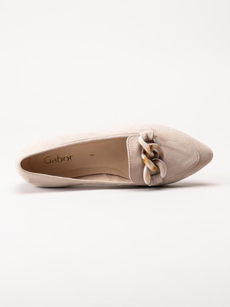 Gabor - Beige loafers i mocka