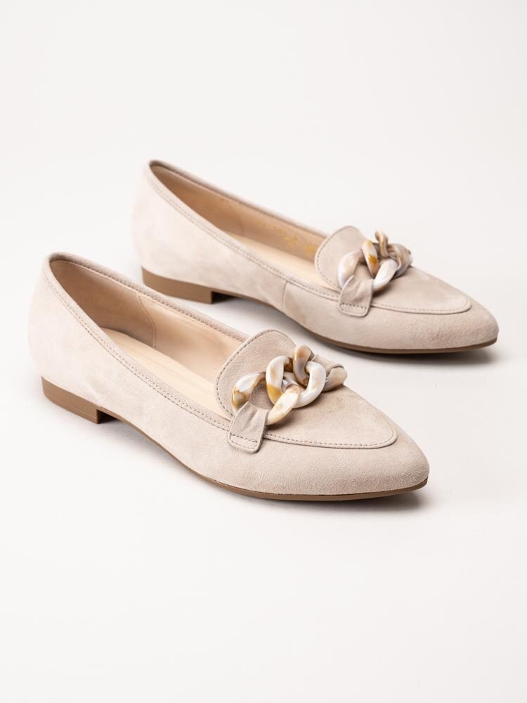 Gabor - Beige loafers i mocka