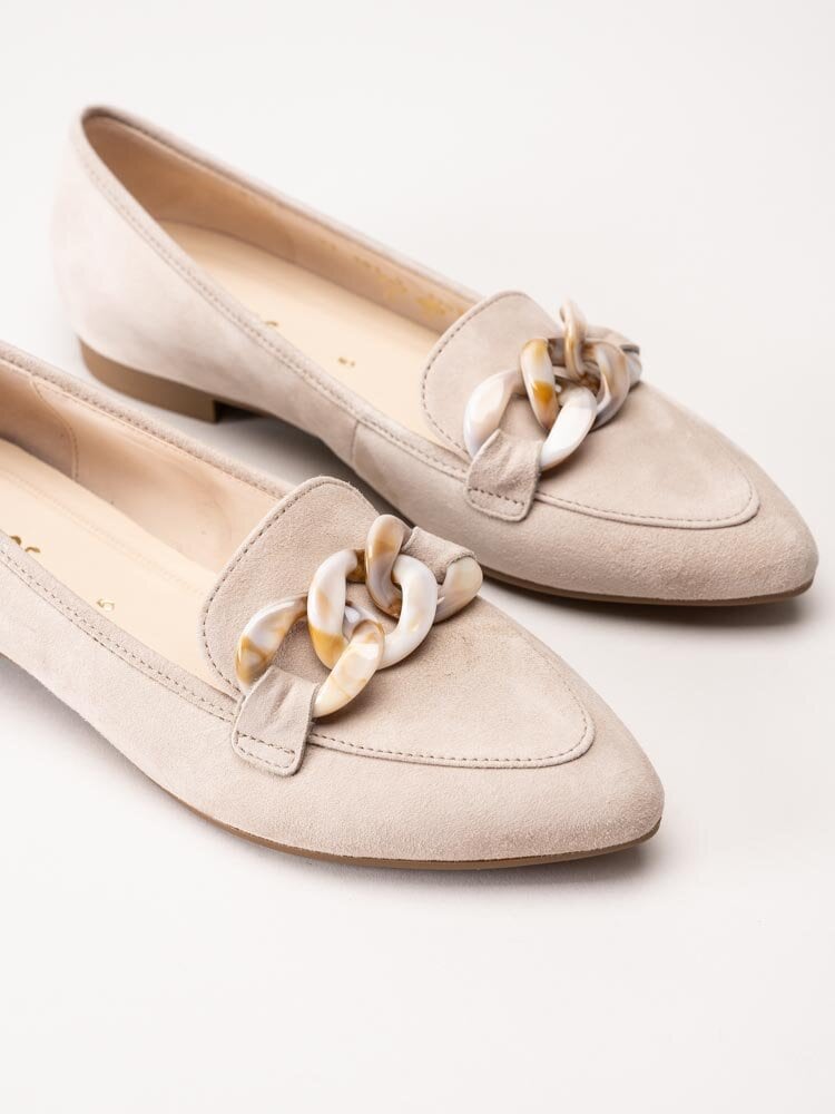 Gabor - Beige loafers i mocka