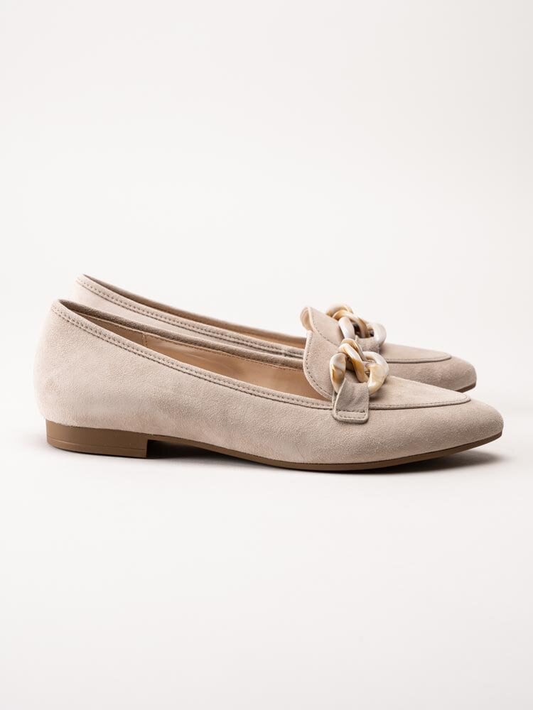 Gabor - Beige loafers i mocka