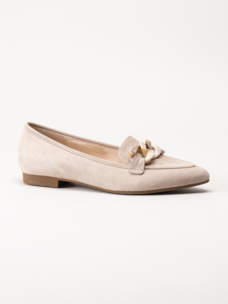 Gabor - Beige loafers i mocka