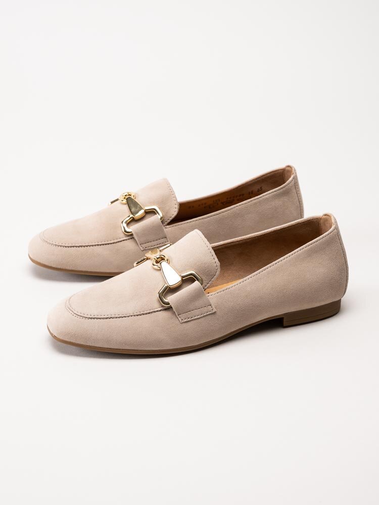 Gabor - Beige loafers i mocka