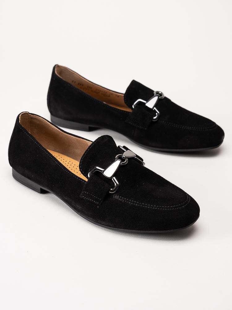 Gabor - Svarta loafers i mocka