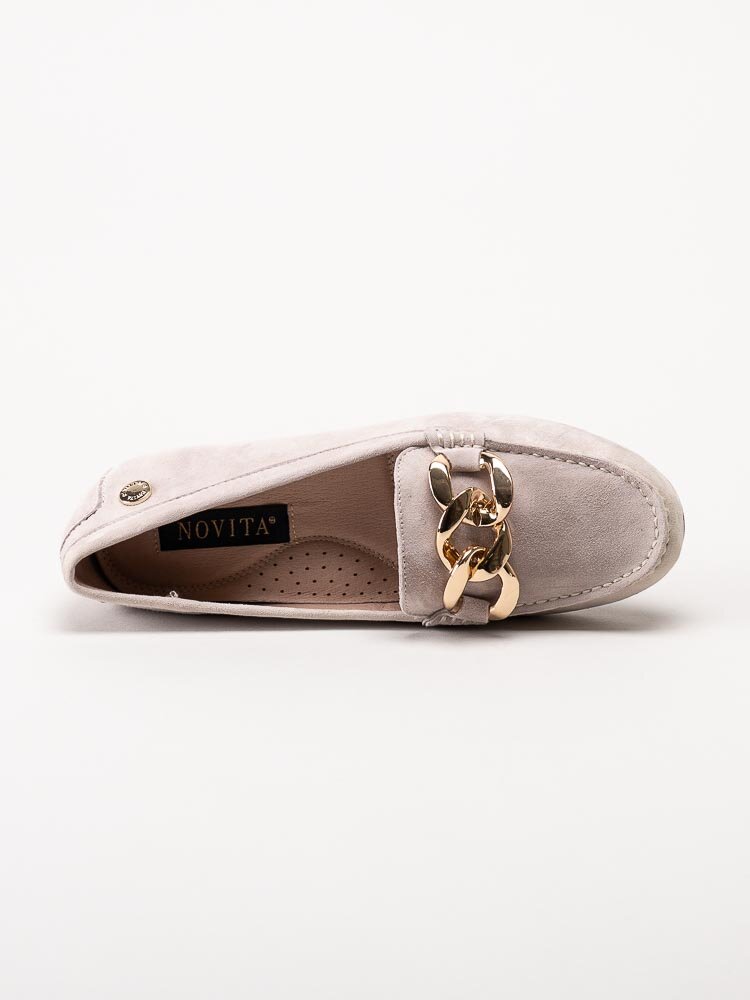 Novita - Parma - Beige loafers med guldfärgad länk