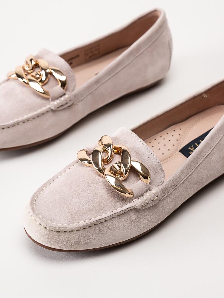 Novita - Parma - Beige loafers med guldfärgad länk