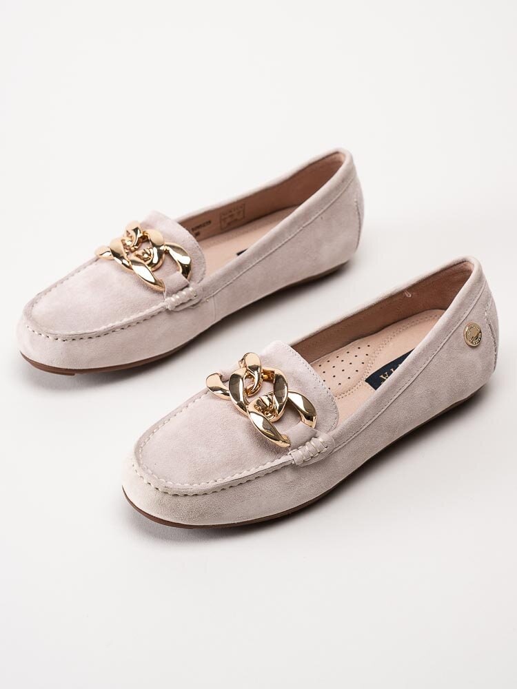 Novita - Parma - Beige loafers med guldfärgad länk