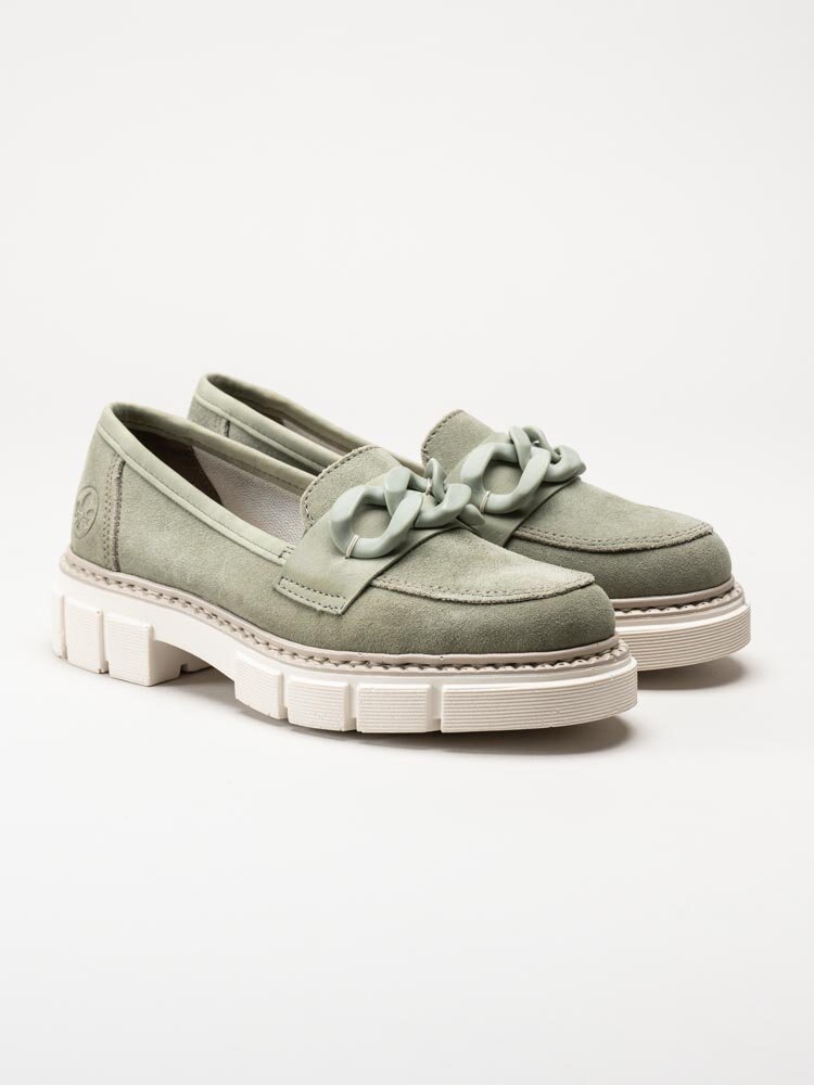 Rieker - Gröna loafers i mocka
