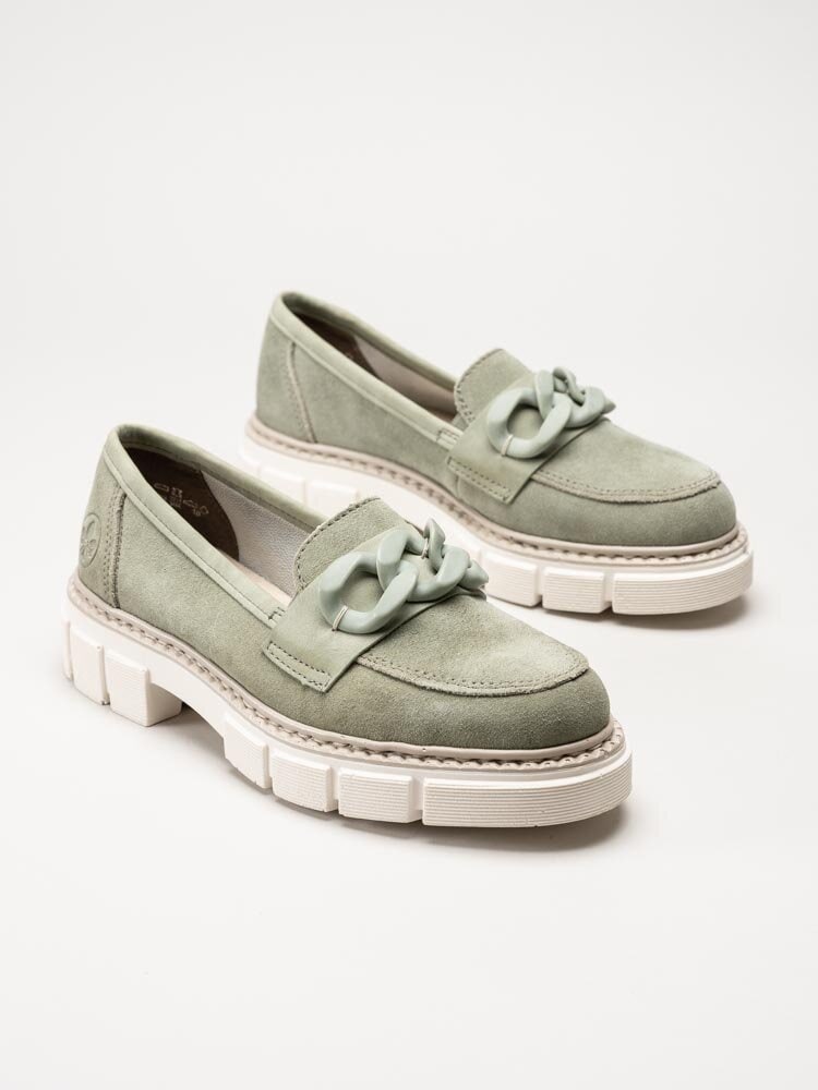 Rieker - Gröna loafers i mocka