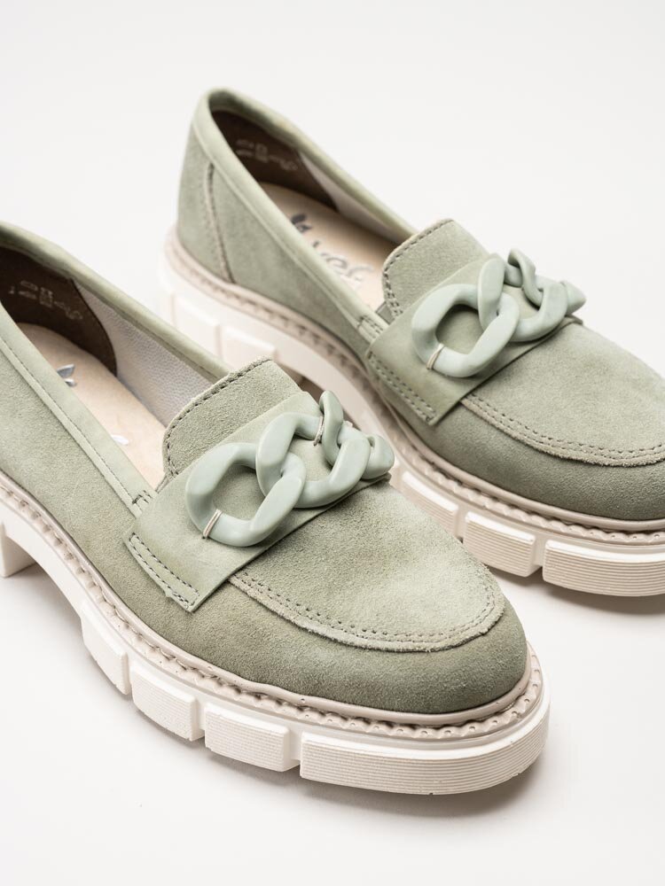 Rieker - Gröna loafers i mocka