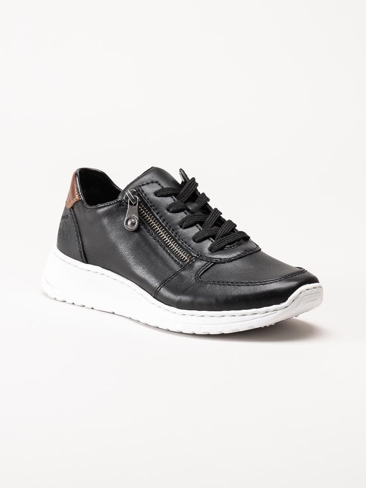 Rieker - Svarta sneakers i skinn